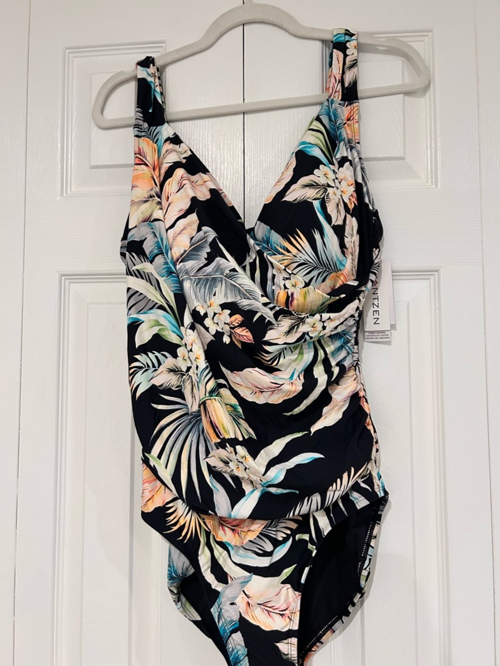 Jantzen Floral/Black One-Piece Swimsuit - size 16